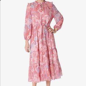 Julia Jordan Long Sleeve Tiered Chiffon Midi Dress